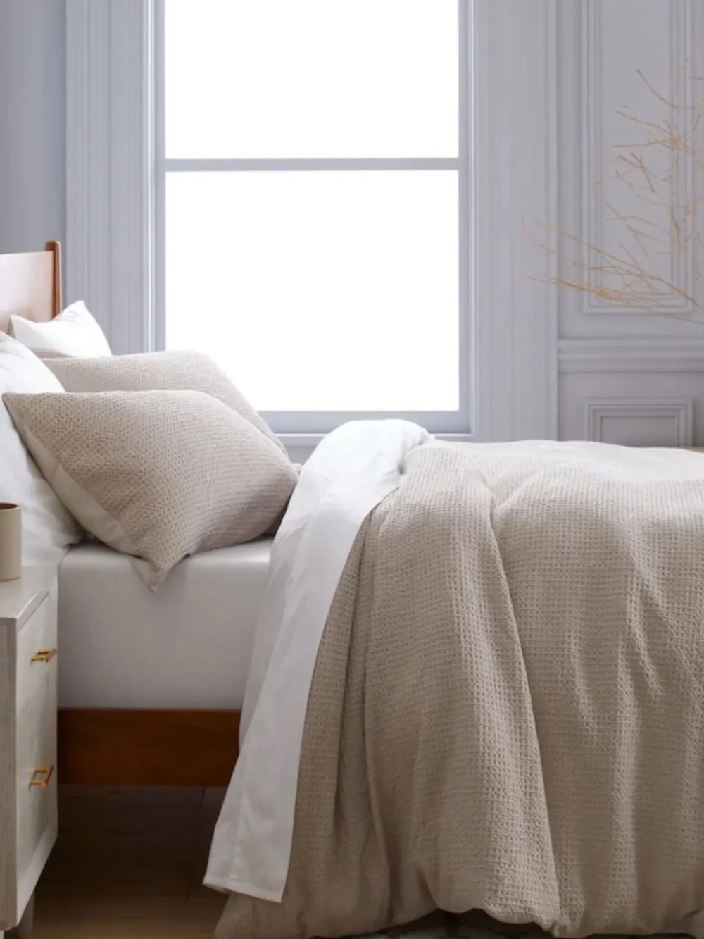 Quince Organic Luxe Honeycomb Duvet Cover King Sand Tan